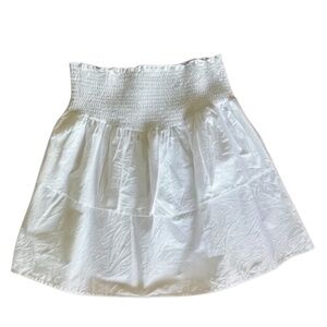 HT360 COLLECTIVE Layered Ruffle Mini Skirt in White